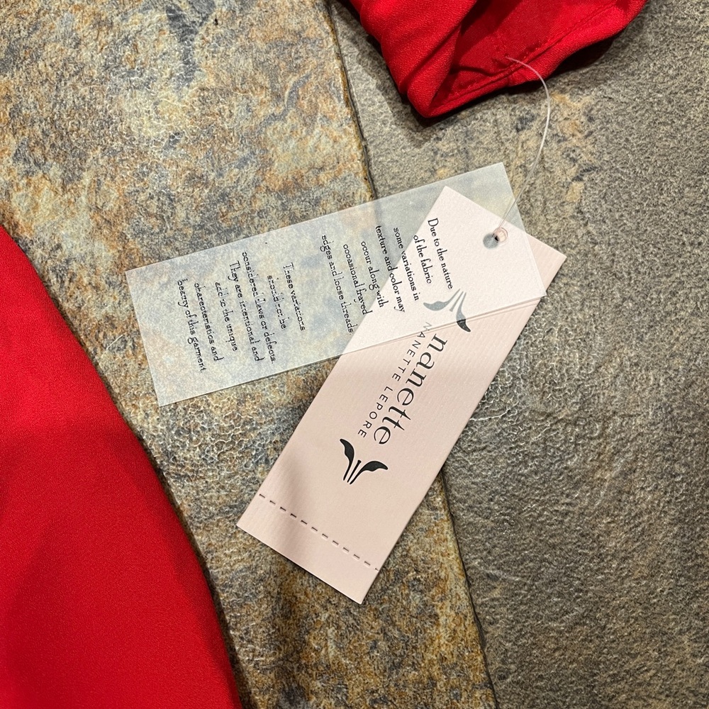 Nanette Lepore Red Wrap Midi Dress with Bishop Sleeve - Picture 3 of 10